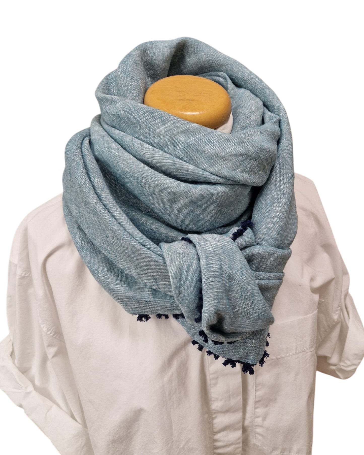 Dreieckstuch Damen Siria, Schal Damen, Leinenschal, dunkel mint