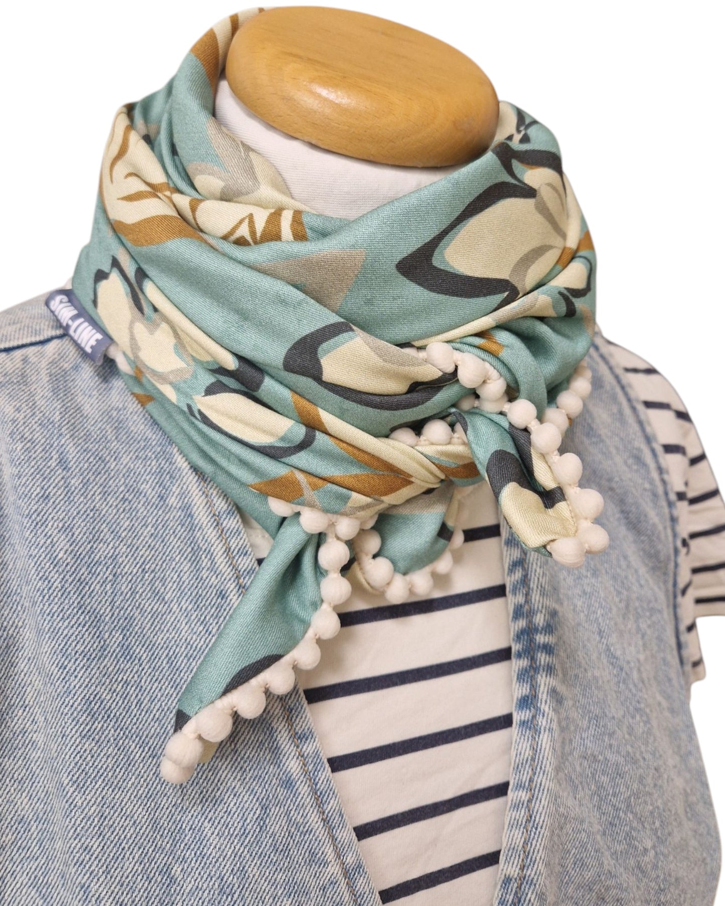Dreieckstuch Damen, Schal Damen, mintgrün, offwhite, camel