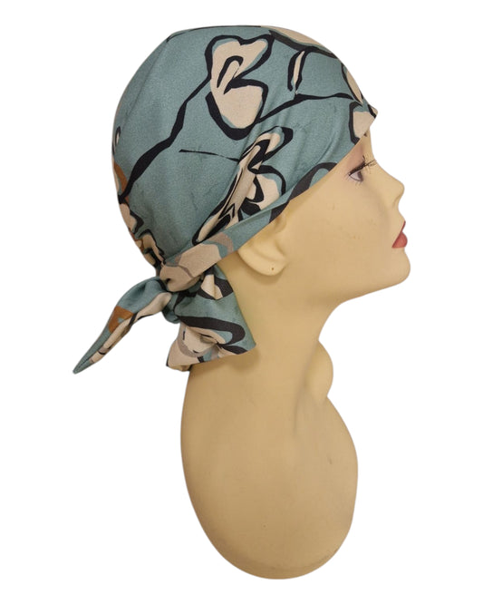 Dreieckstuch klein, Bandana, Blumen, mint, Anthrazit, offwhite, karamell