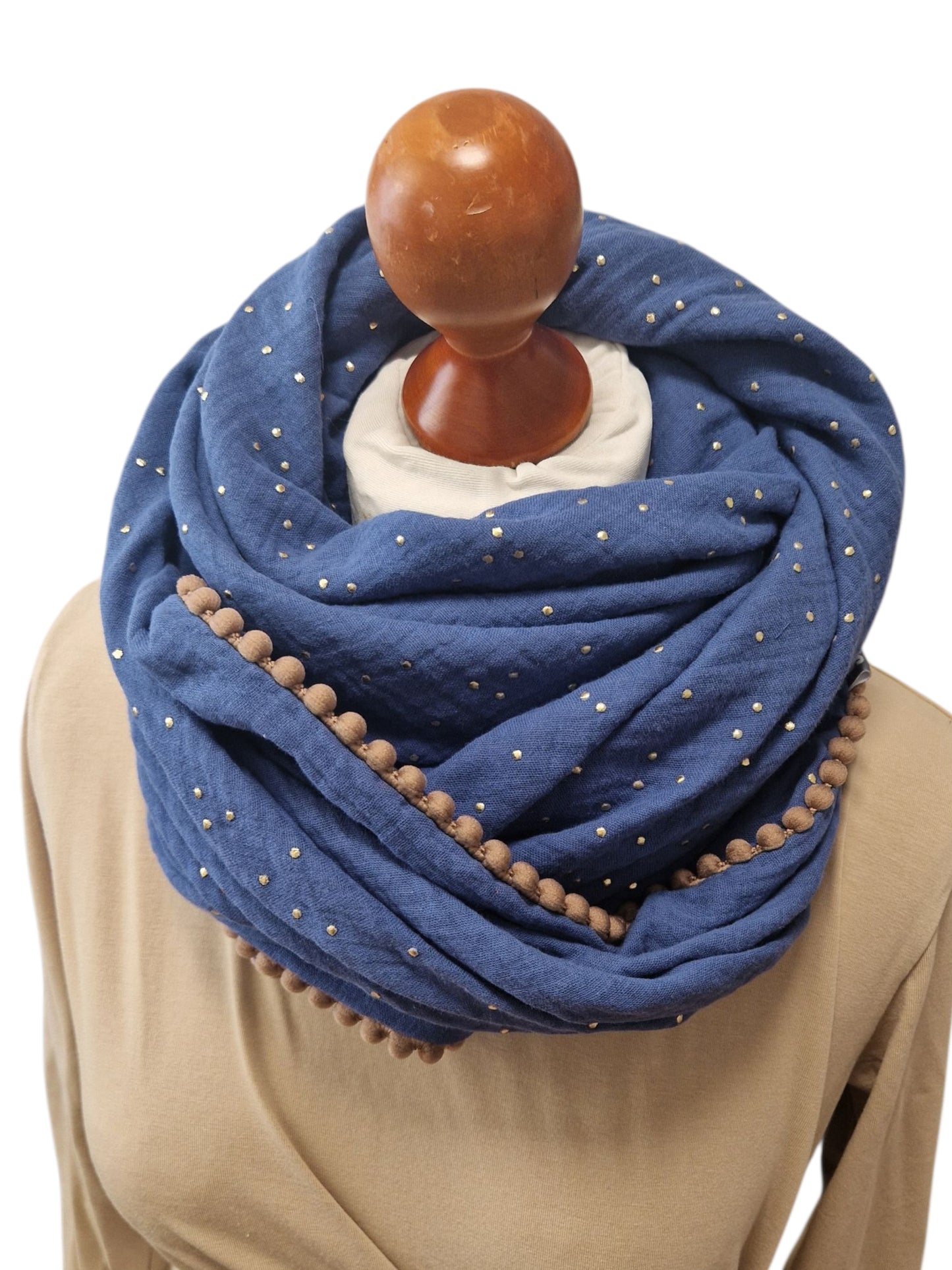 Dreieckstuch Damen Colette, Schal Damen, Musselintuch, jeansblau