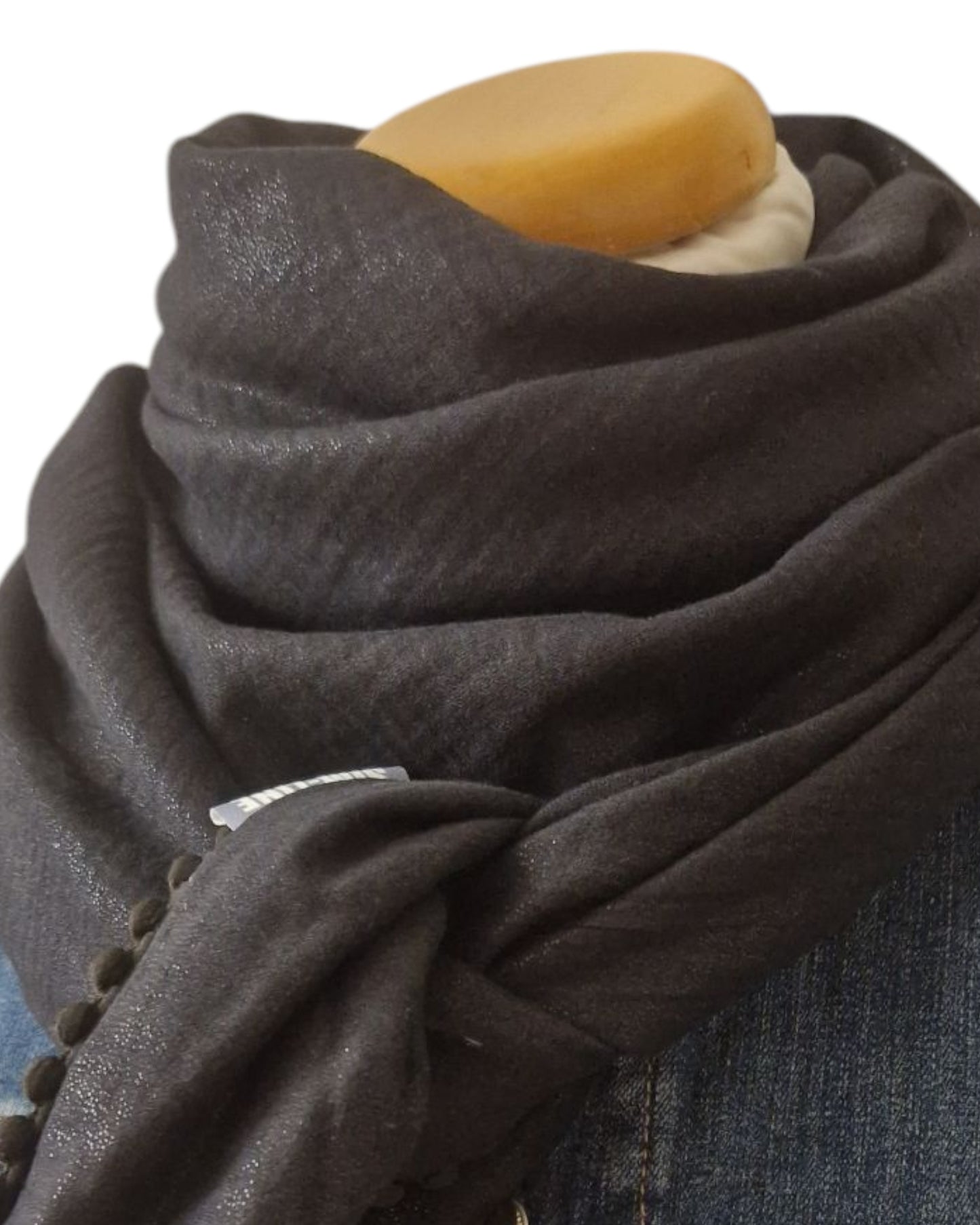 Dreieckstuch Damen Norina, Schal Damen, Musselinschal, Schwarz, Glitzer