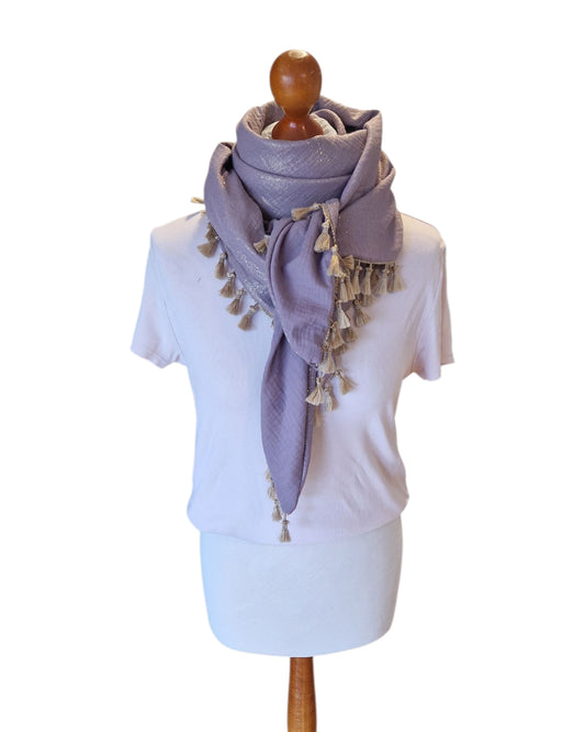 Dreieckstuch Damen Salome', Schal Damen, Musselinschal, glitzer, mauve