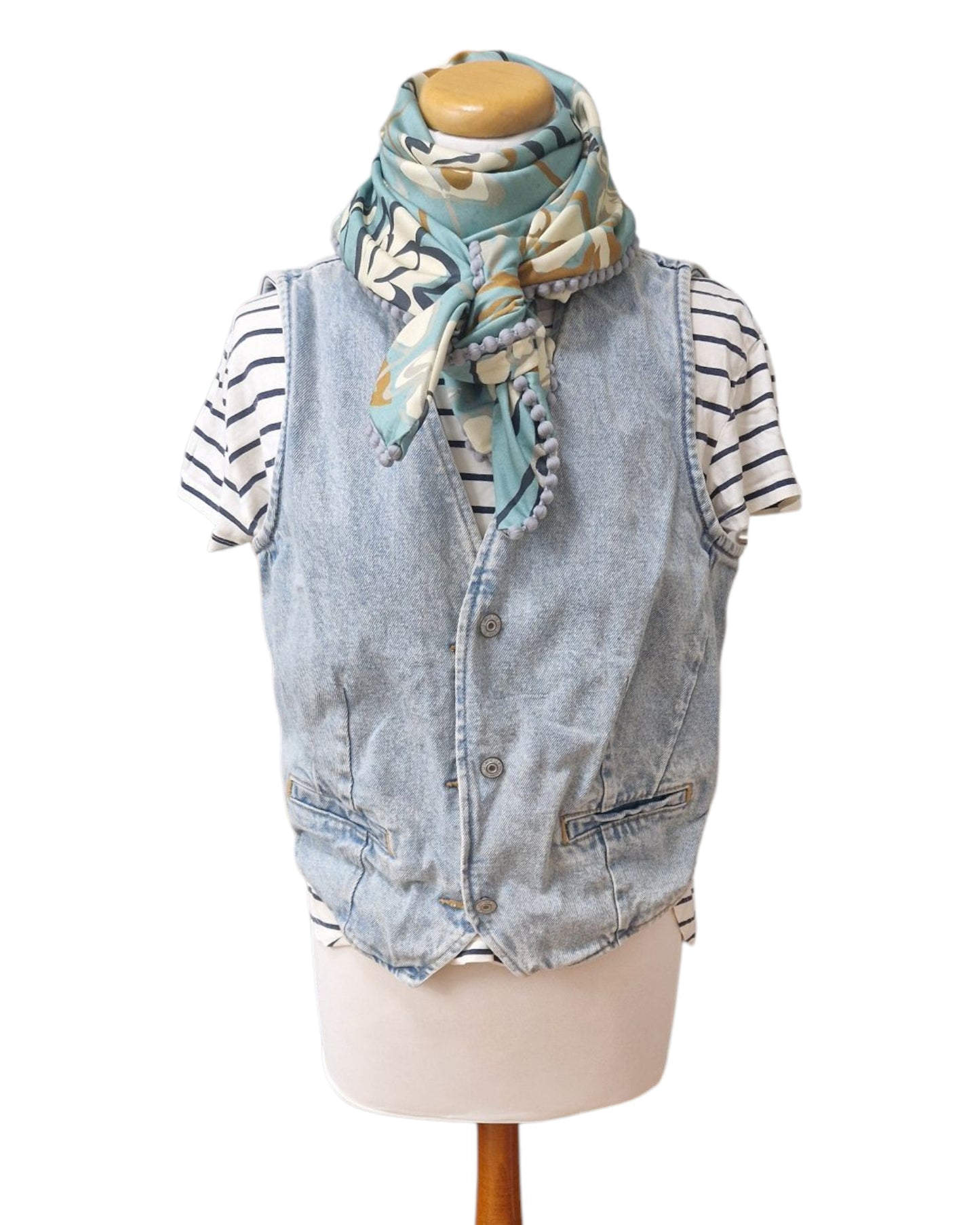 Dreieckstuch Damen, Schal Damen, mint, offwhite, karamell
