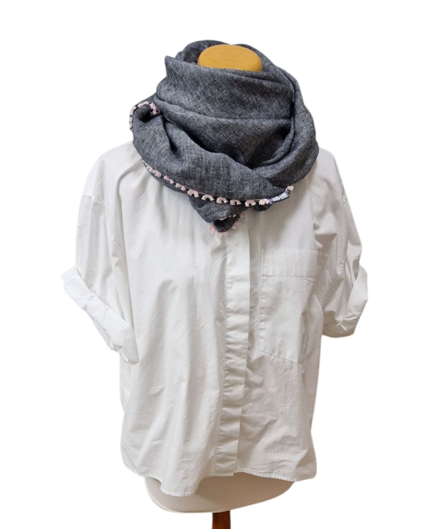 Dreieckstuch Damen Fabrizia, Schal Damen, Leinenschal schwarz