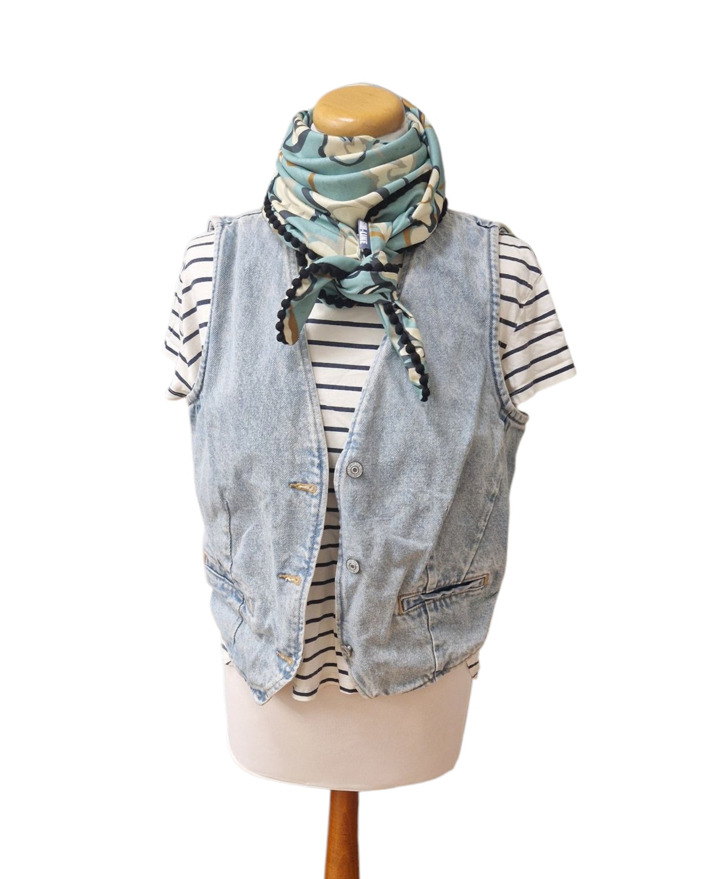 Dreieckstuch Damen, Schal Damen, Blumen, mint, offwhite, caramell