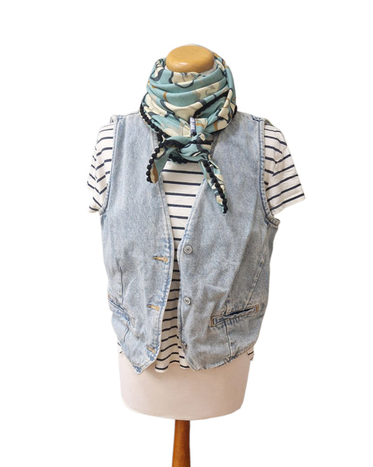 Dreieckstuch Damen, Schal Damen, Blumen, mint, offwhite, caramell