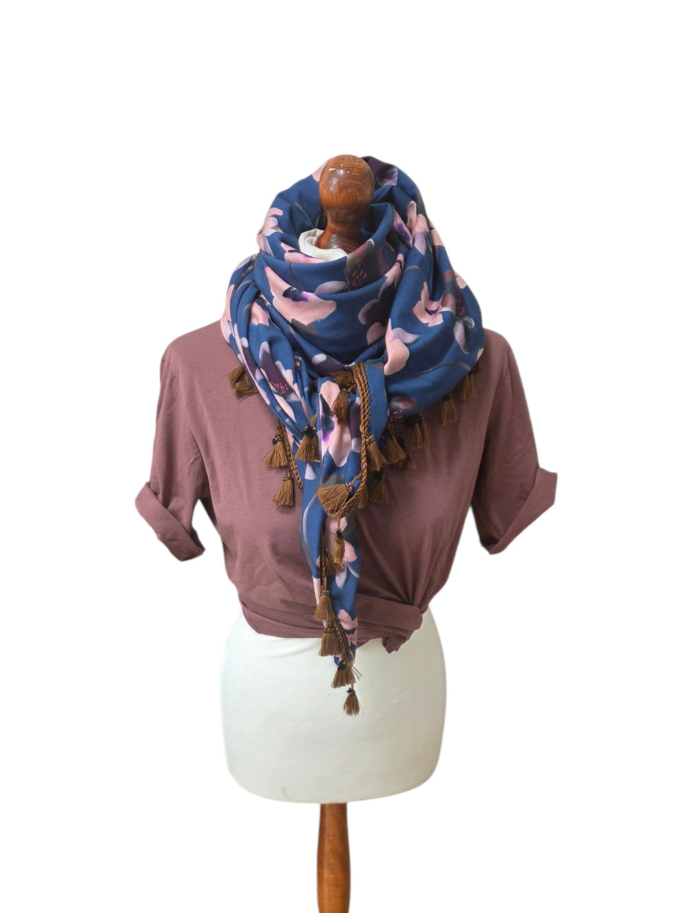 Dreieckstuch Damen Greta, Schal Damen,  Blumen,  Rauchblau, rosa, bordeaux,  braun