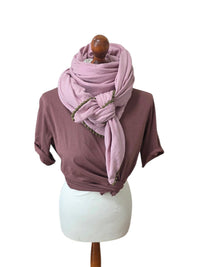 Dreieckstuch Damen Viki, Schal Damen,  Musselintuch,  Rosa, Glitzer