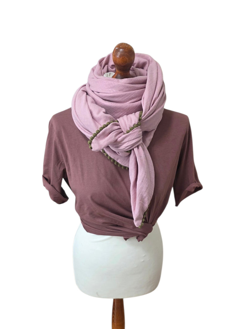 Dreieckstuch Damen Viki, Schal Damen,  Musselintuch,  Rosa, Glitzer