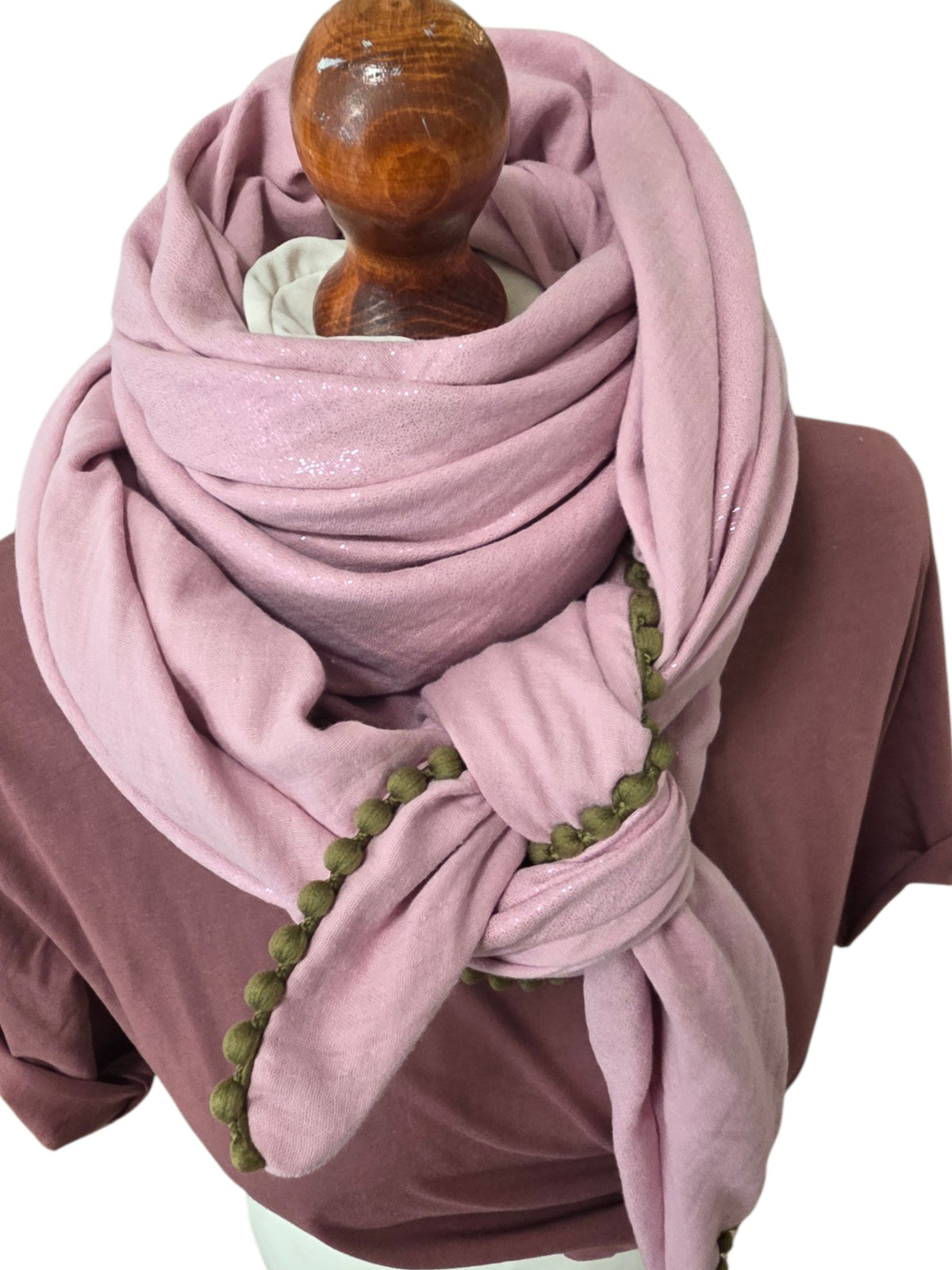 Dreieckstuch Damen Viki, Schal Damen,  Musselintuch,  Rosa, Glitzer