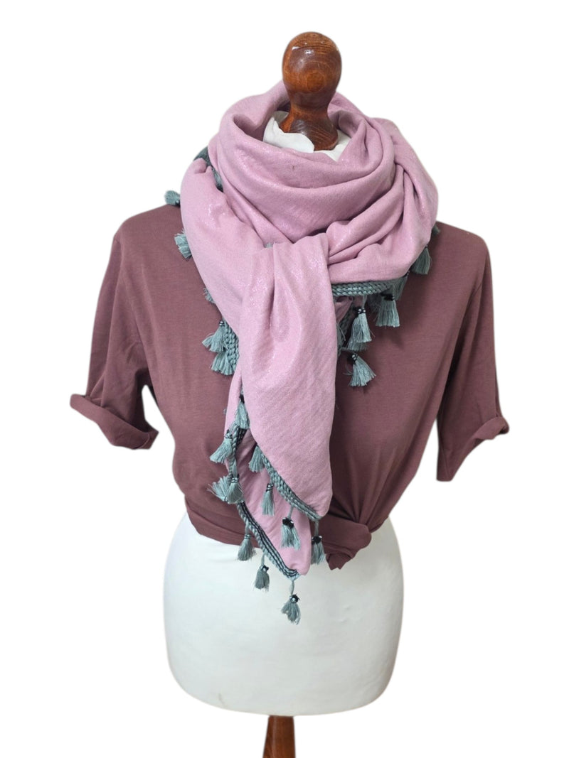 Dreieckstuch Damen Giulia, Schal Damen, Musselintuch, rosa, glitzer