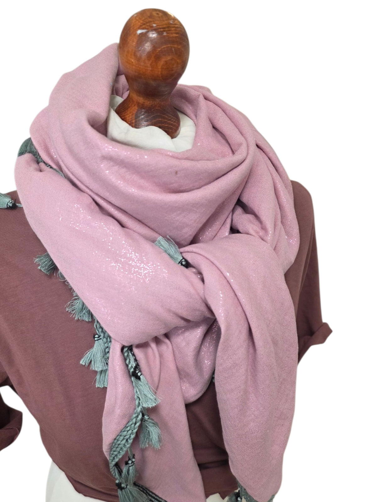 Dreieckstuch Damen Giulia, Schal Damen, Musselintuch, rosa, glitzer