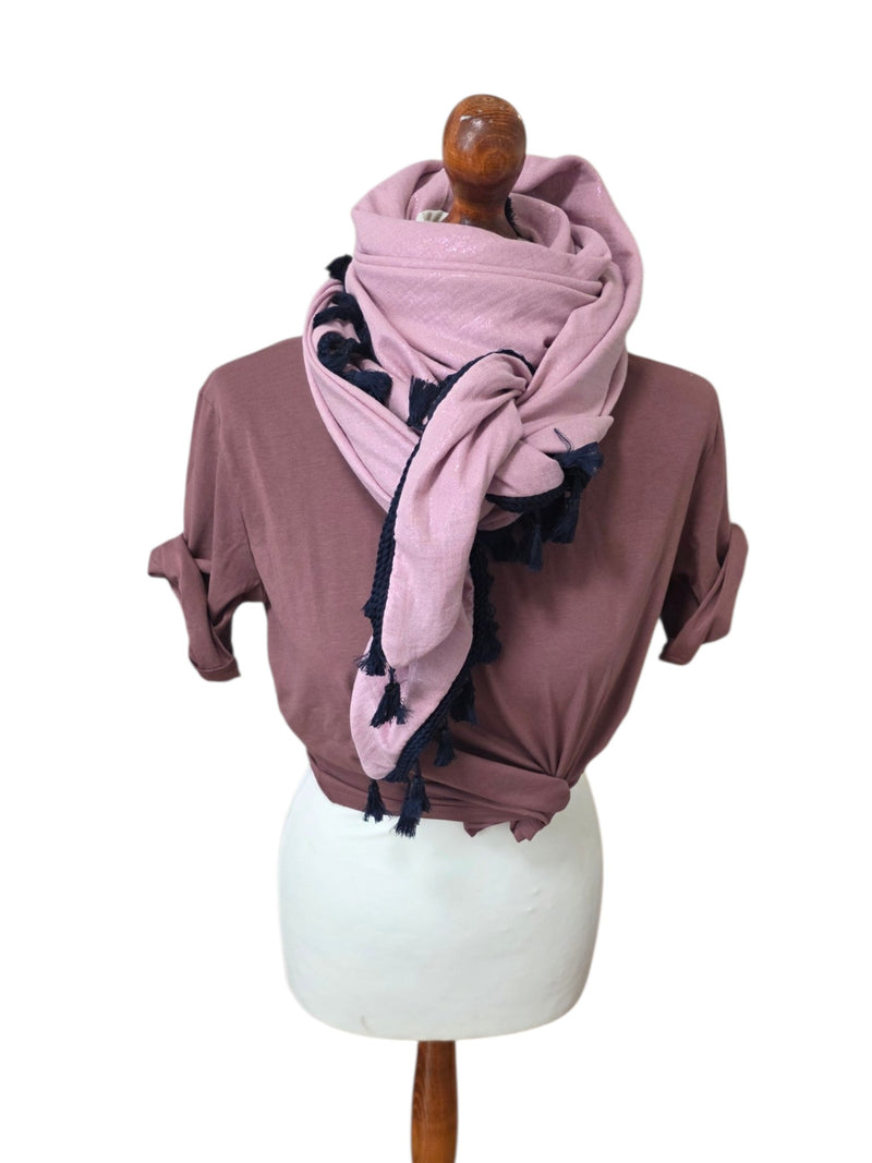 Dreieckstuch Damen Nora, Schal Damen, Musselinschal,  rosa, glitzer