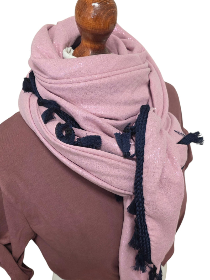 Dreieckstuch Damen Nora, Schal Damen, Musselinschal,  rosa, glitzer
