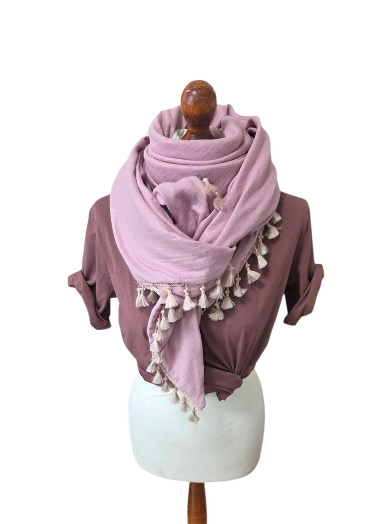 Dreieckstuch Damen Viola, Schal Damen, Musselinschal, rosa, glitzer
