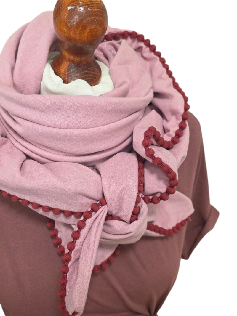 Dreieckstuch Damen Sarina, Schal Damen, Musselinschal, rosa, glitzer