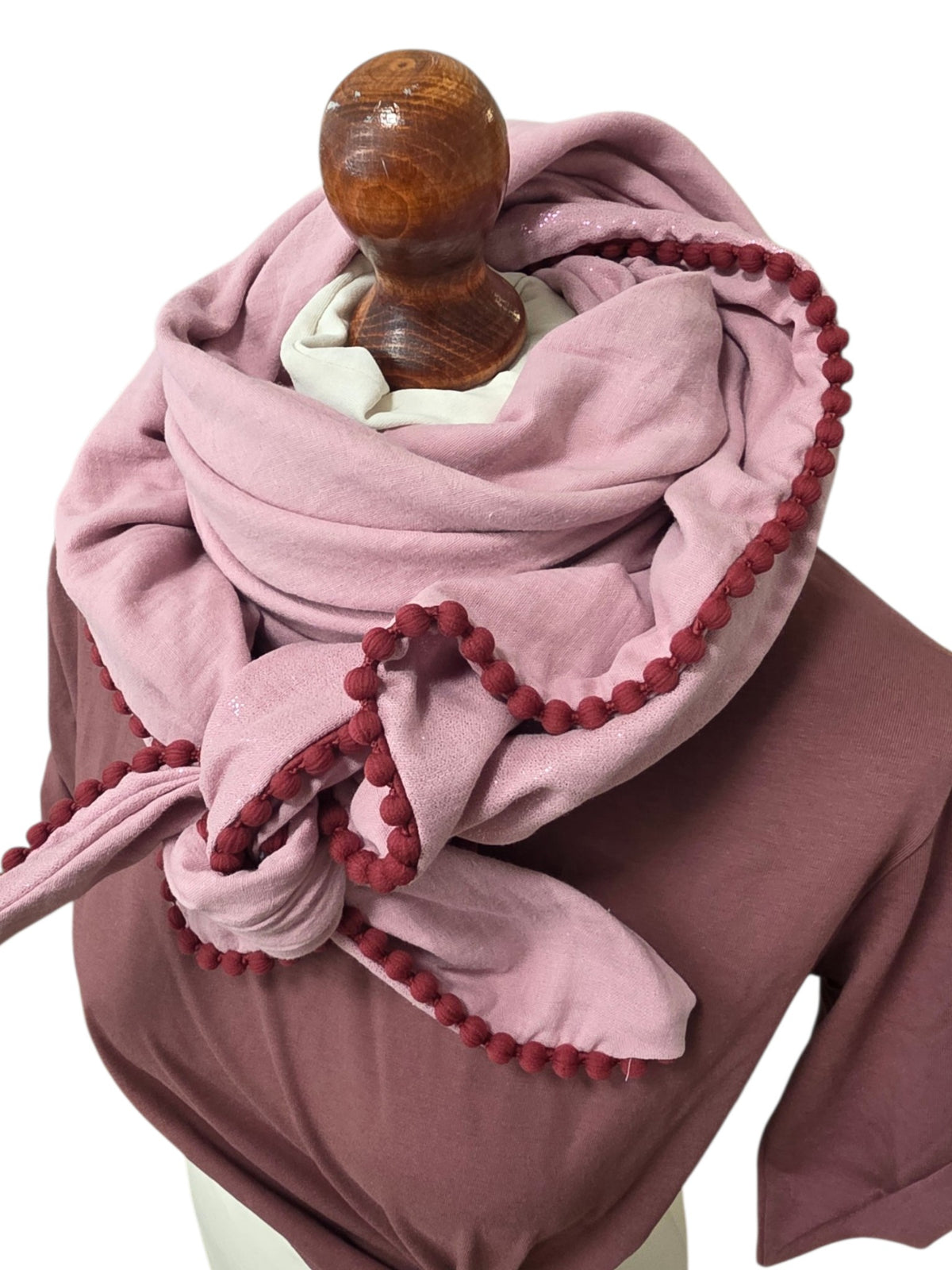 Dreieckstuch Damen Sarina, Schal Damen, Musselinschal, rosa, glitzer