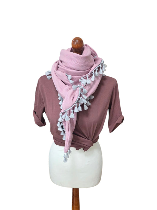 Dreieckstuch Damen Luna, Schal Damen, Musselinschal, rosa, glitzer