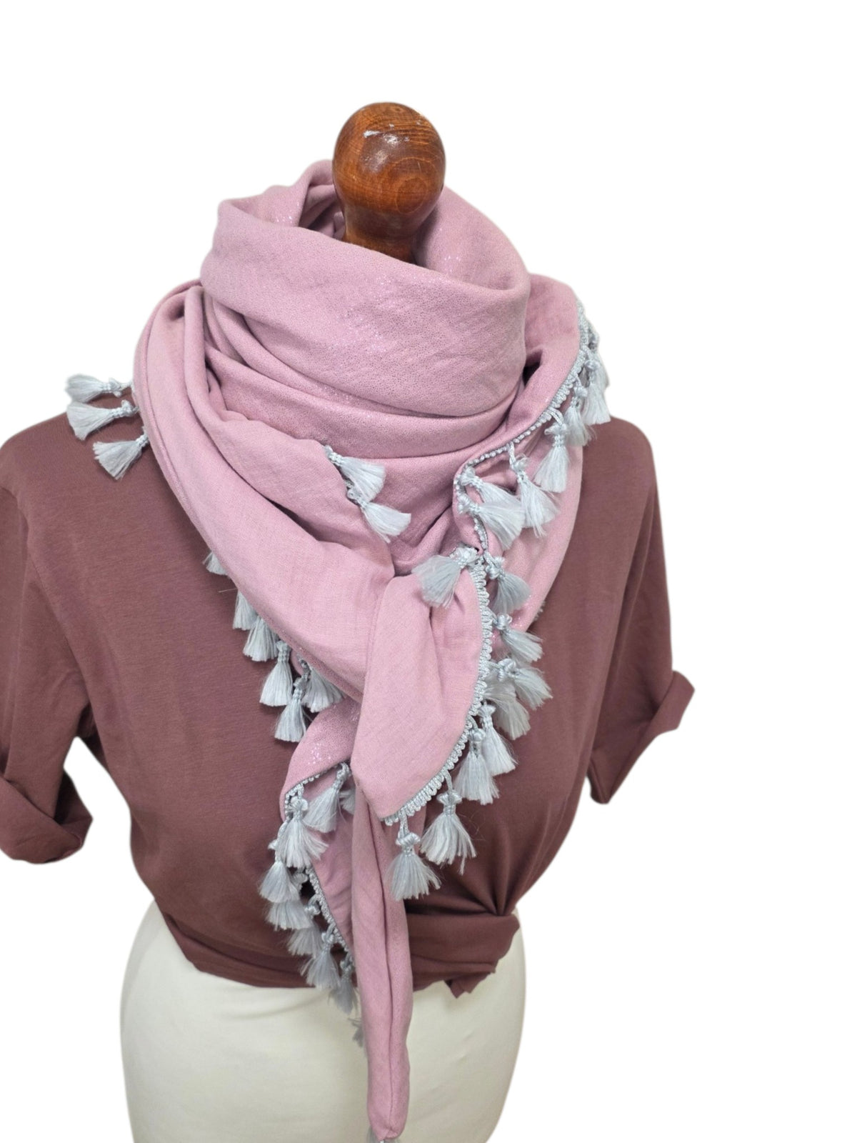 Dreieckstuch Damen Luna, Schal Damen, Musselinschal, rosa, glitzer