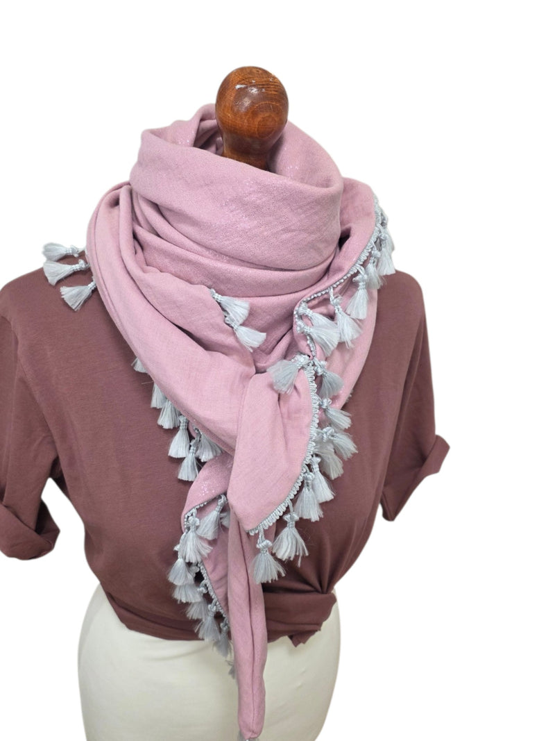 Dreieckstuch Damen Luna, Schal Damen, Musselinschal, rosa, glitzer