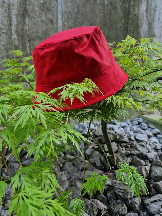 Regenhut, Bucket Hat, Rot (Dry Oilskin), wasserfest | SIM-LINE