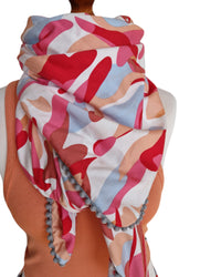 Dreieckstuch Damen Sarine, Halstuch, Schal Dame, pink, hellblau, weiss, apricot