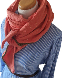 Dreieckstuch Damen Mariella, Musselintuch, Schal Damen, Musselin, corall, goldige Steine