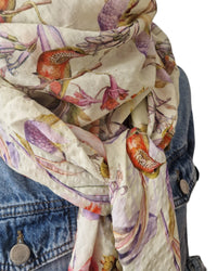 Dreieckstuch Damen Amilia,  Schal Damen, Frühling, Vögel, offwhite, orange, lila, pink