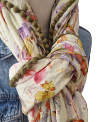 Dreieckstuch Damen Amilia,  Schal Damen, Frühling, Vögel, offwhite, orange, lila, pink