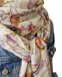 Dreieckstuch Damen Amilia,  Schal Damen, Frühling, Vögel, offwhite, orange, lila, pink