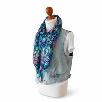 Dreieckstuch Damen Celeste, Schal Damen,  Blumen, türkis, pink, lila, grün