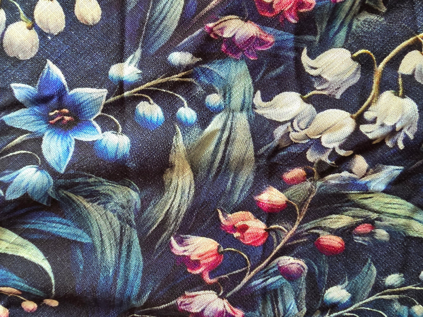 Dreieckstuch Damen Marta, Schal Damen, Leinen-Viskosenschal, Blumen, Maiglöckchen