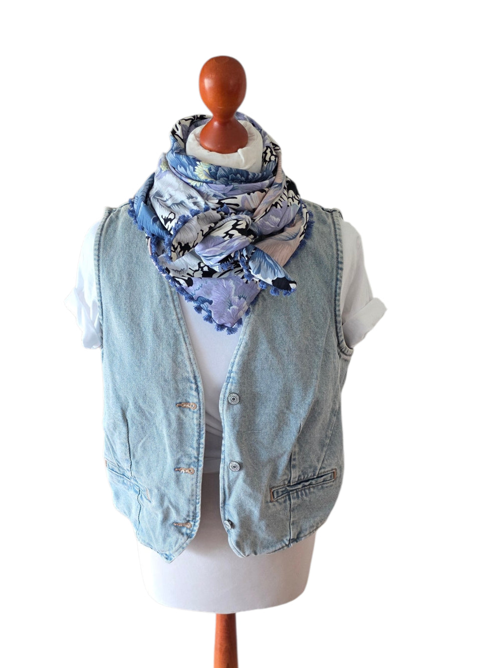 Dreieckstuch Damen Samira, Schal Damen, Pfingstrosen, Lila, blau, rosa, vanille, offwhite,  schwarz