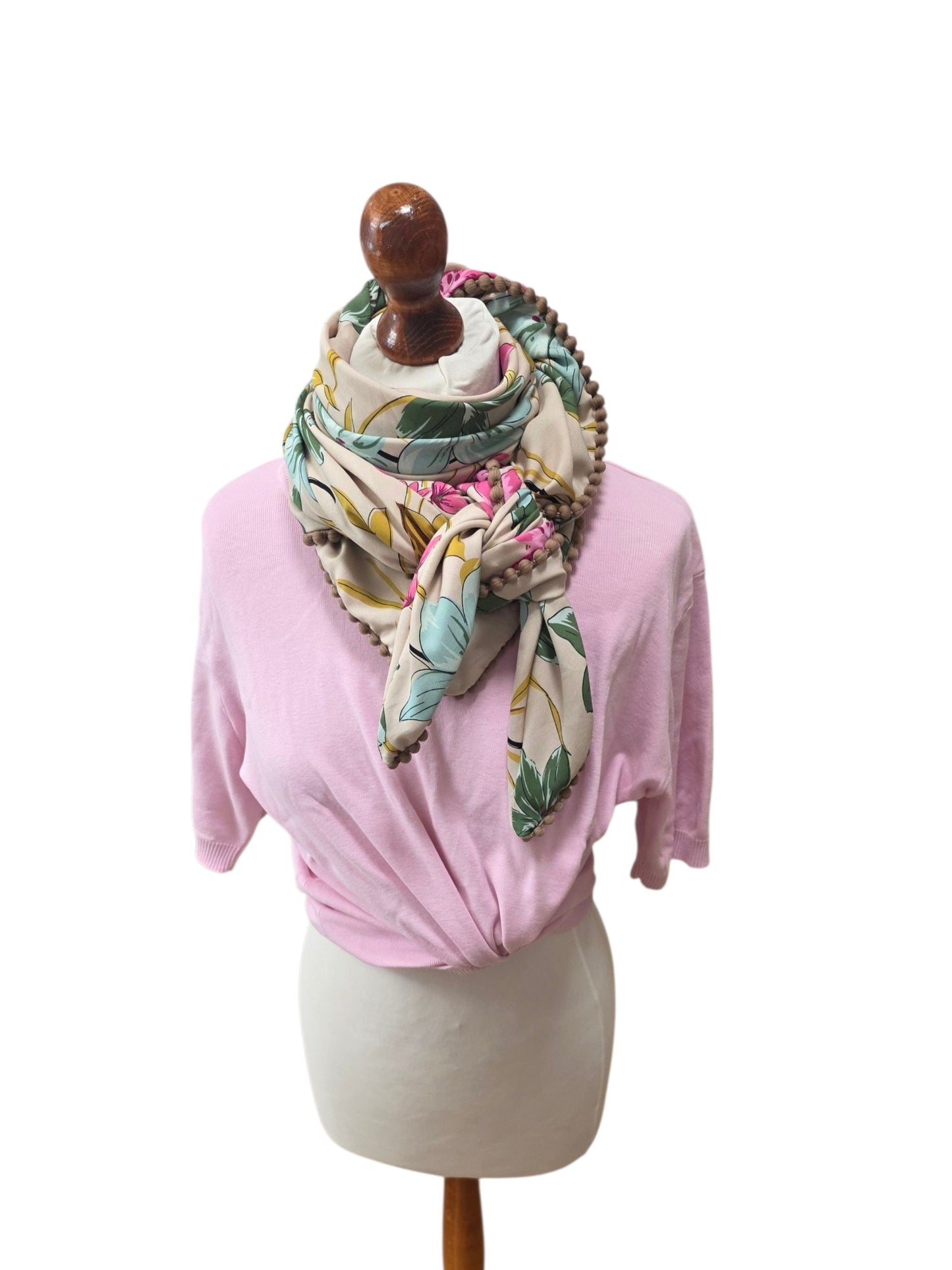 Dreieckstuch Damen Marianna, Schal Damen, Blumen, Pink, mint, beige, grün