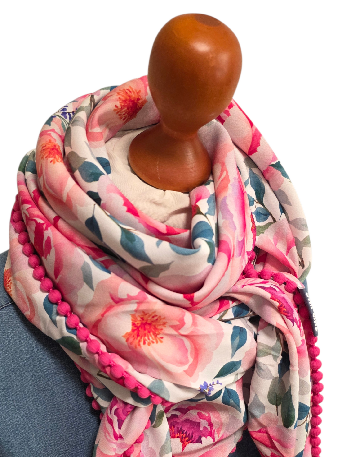 Dreieckstuch Damen Senta, Schal Damen,  Rosen, pink, rosa, grün