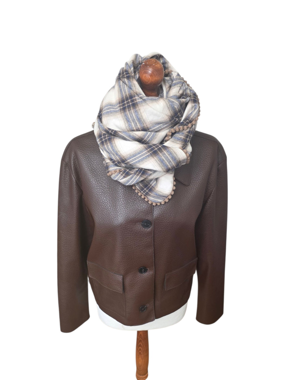 Dreieckstuch Damen Enrica, Schal Damen, kariert,  ecrú, braun, marine,  Flanell
