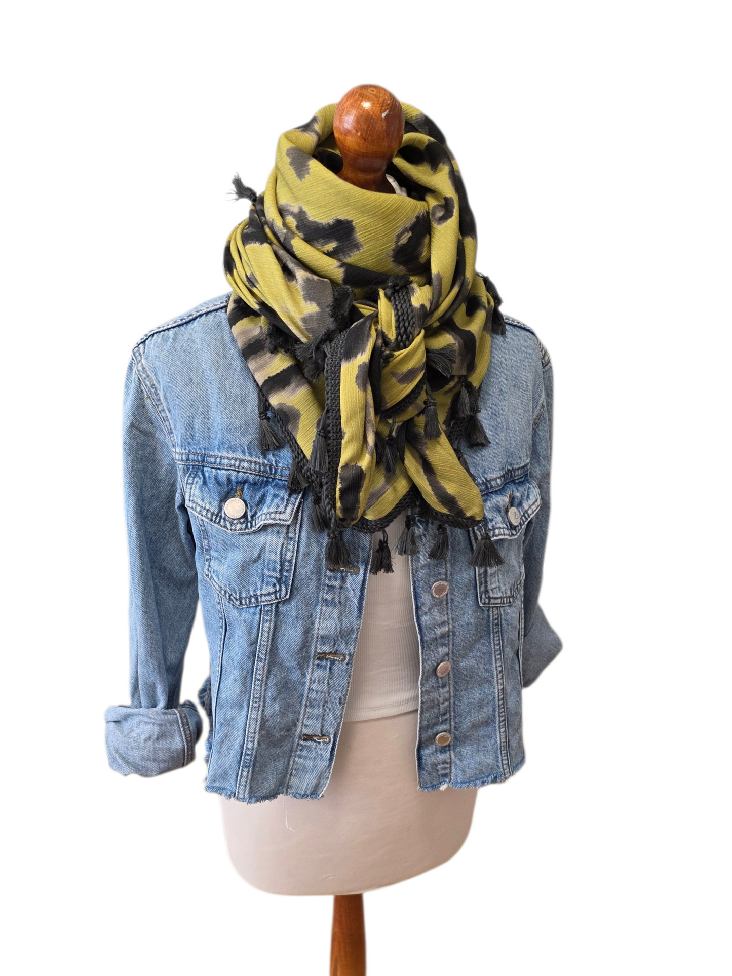 Dreieckstuch Damen Ginevra, Schal Damen, olive-hell, anthrazit