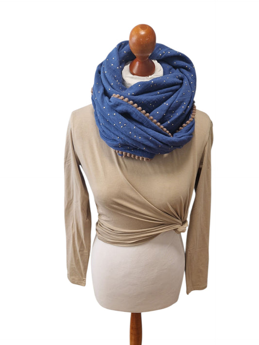 Dreieckstuch Damen Colette, Schal Damen, Musselintuch, jeansblau