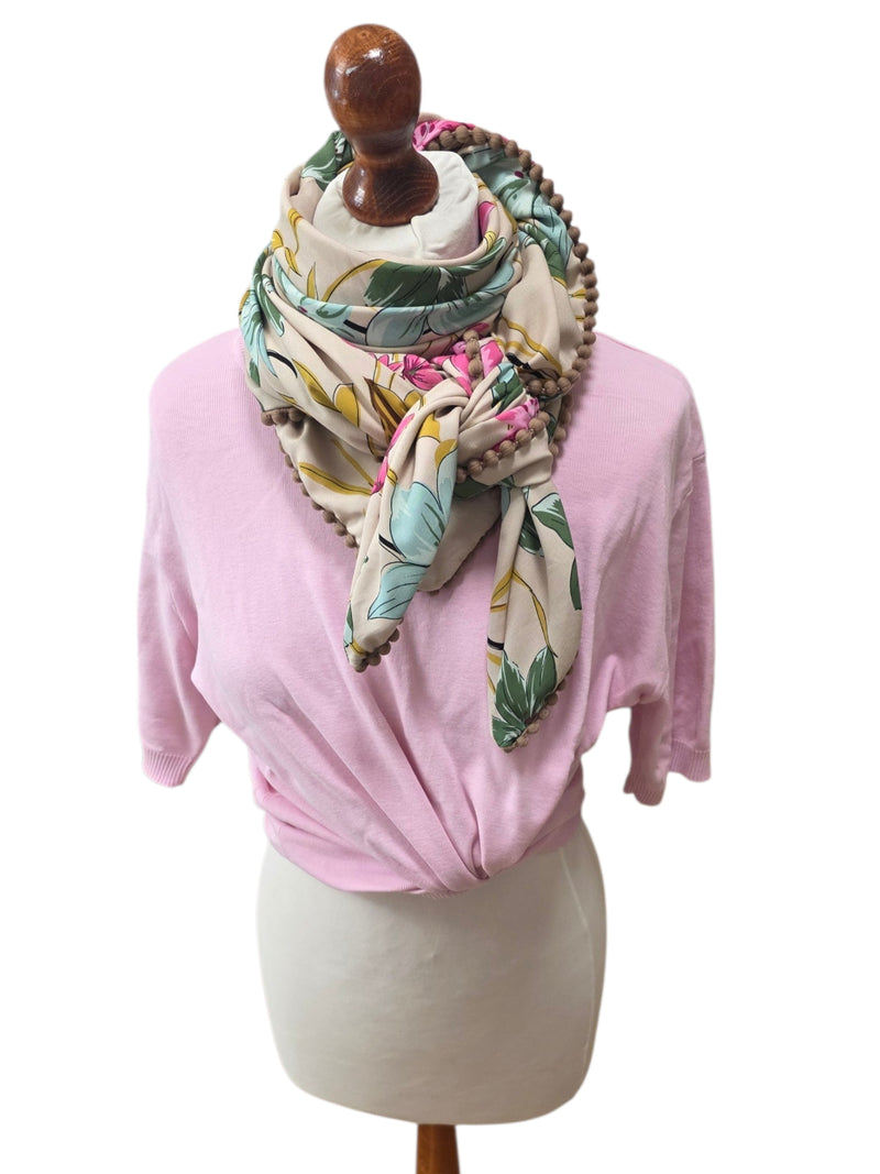 Dreieckstuch Damen Marianna, Schal Damen, Blumen, Pink, mint, beige, grün