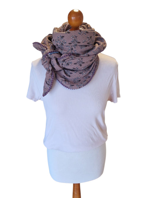 Dreieckstuch Damen Francoise,  Schal Damen,  Musselinschal,  braun,  petrol