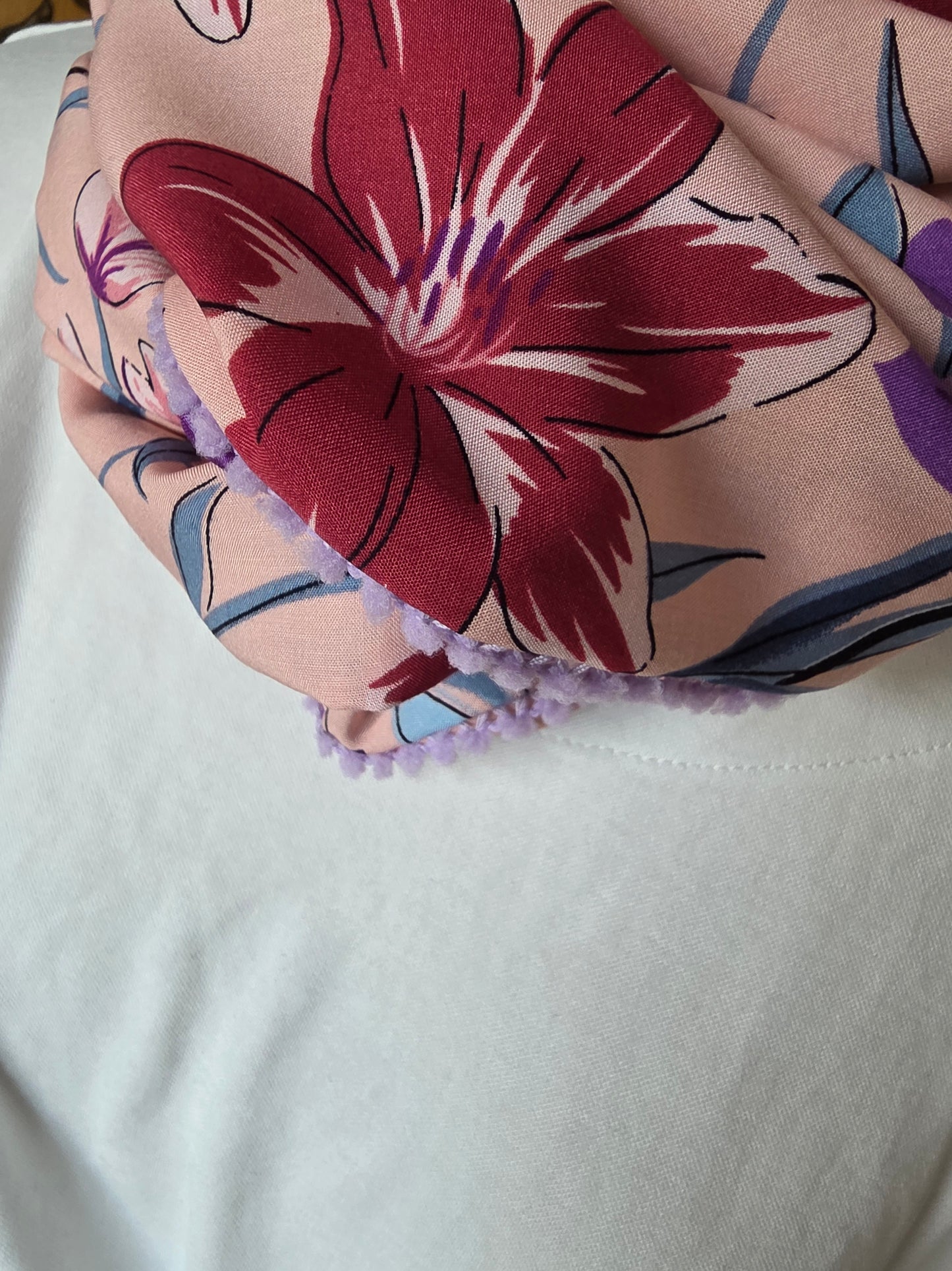 Dreieckstuch Damen Violetta, Schal Damen, Blumen, Peach-Lila-Hellblau-Rost