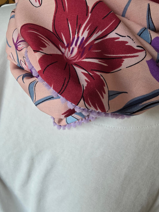 Dreieckstuch Damen Violetta, Schal Damen, Blumen, Peach-Lila-Hellblau-Rost