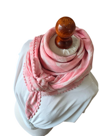 Dreieckstuch Damen Bianca, Schal Damen,  Musselinschal, kariert, weiss/rosa