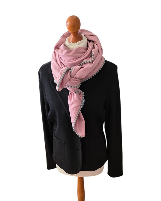 Dreieckstuch Damen Christine, Schal Damen, Musselintuch, rosa, glitzer