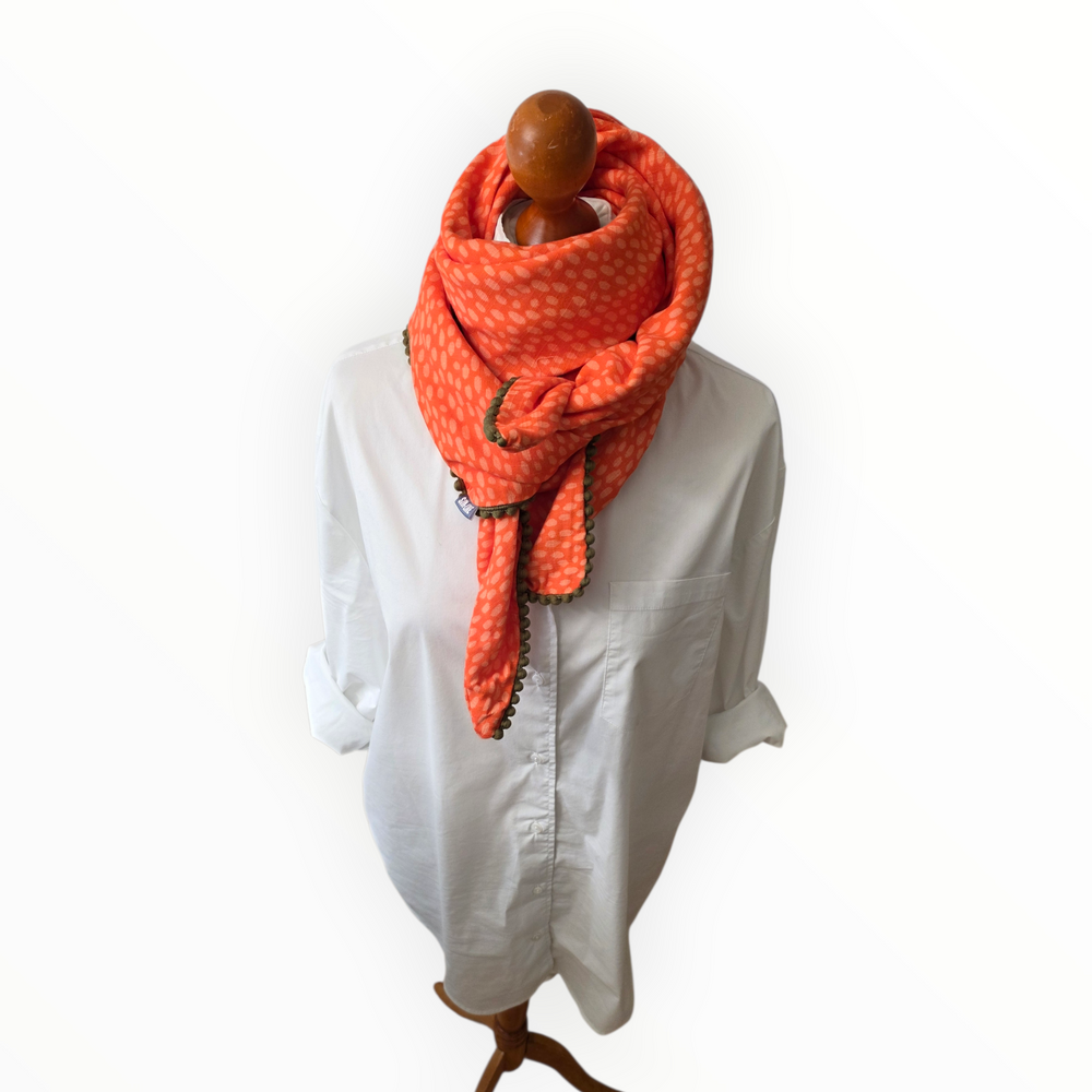 Dreieckstuch Damen Olivia, Schal Damen, Musselintuch, orange
