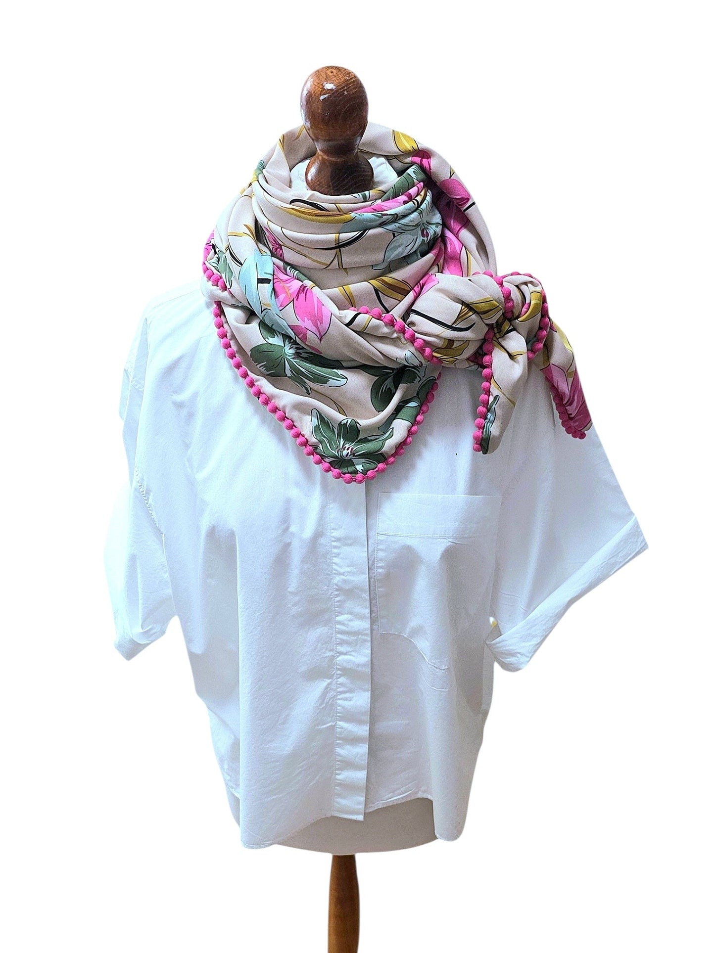 Dreieckstuch Damen Susanna, Schal Damen,  beige, pink, grün, Blumen