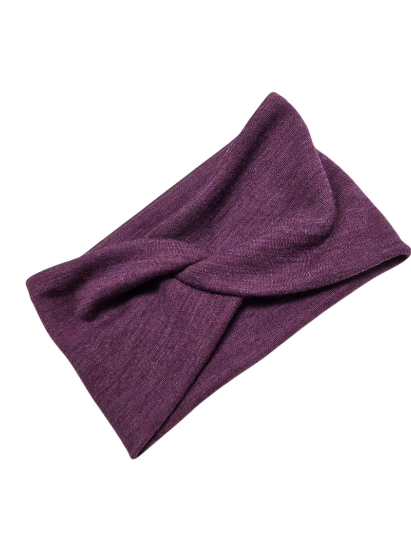 Stirnband aus 100 % Merino Wolle, Aubergine