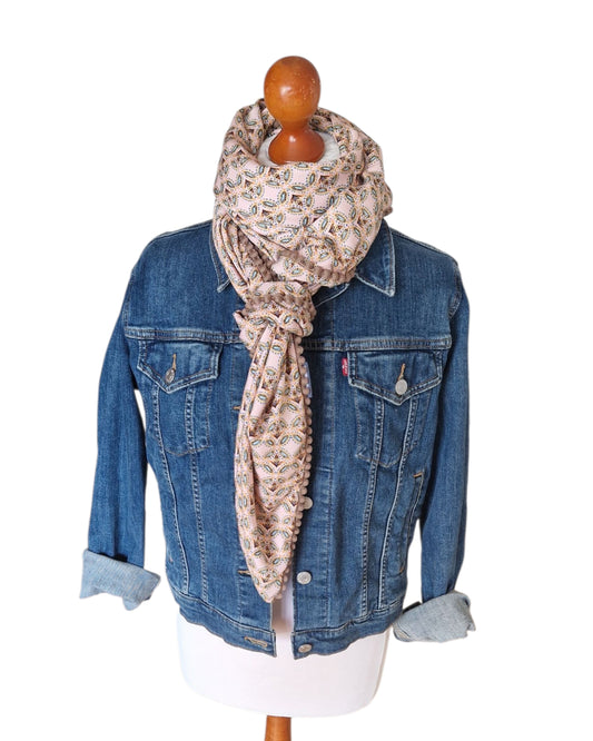 Dreieckstuch Damen Marielle, Schal Damen,  rose', braun, hellblau