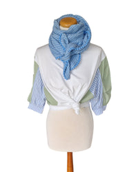 Dreieckstuch Damen Nina, Schal Damen,  Musselinschal,  Streifen,  hellblau-weiss