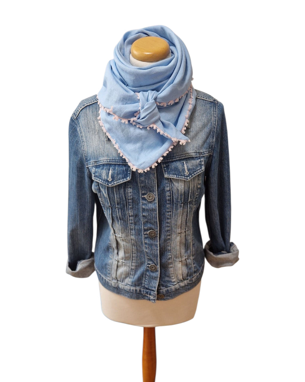 Dreieckstuch Damen Mireille, Schal Damen,  Leinenschal,  hellblau